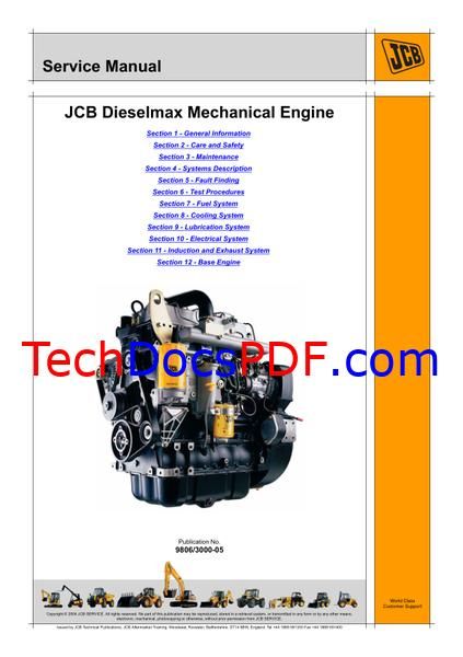 JCB 444 and 448 Series Dieselmax Mechanical Engine Service Manual (9806/3000)