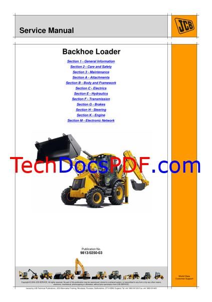 JCB 3CX eco, 4CX eco Backhoe Loader Service Manual (9813/0250-3)