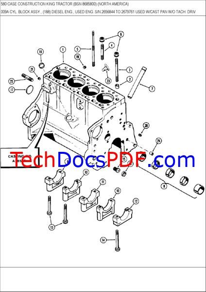 CASE 580 CK Wheel Tractor Parts Catalog Manual