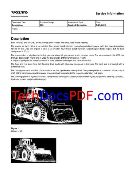 Volvo BM L150 and BM L180 Wheel Loader Service Manual