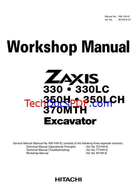 HITACHI ZX-330 350 370 ZAXIS SERVICE MANUAL (PN W1HH-E)