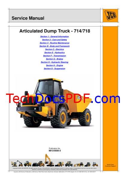 JCB 714 &amp; 718 ADT Tier 3 Service Manual (9813/0550-3)