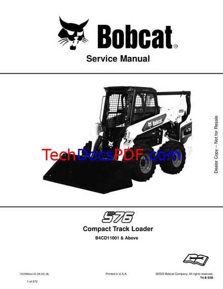 Bobcat S76 Compact Track Loader Service Manual - 7323980enUS