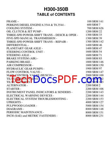Hyster H300B, H330B, H350B Forklift Trucks Service Manual