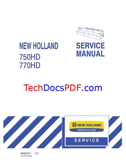 NEW HOLLAND 750HD 770HD DISC AUGER HEADER SERVICE MANUAL (PN 84207373)