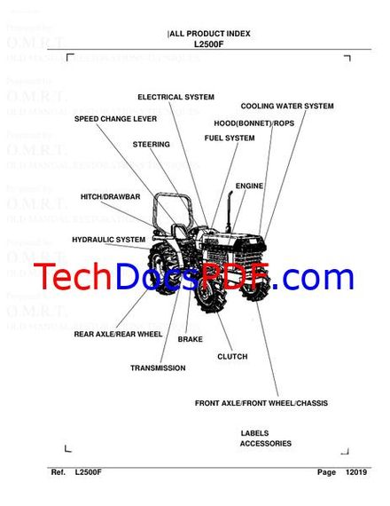 Kubota L2500F Tractor Parts Catalog