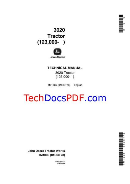 John Deere 3020 Tractor Technical Manual (TM1005)