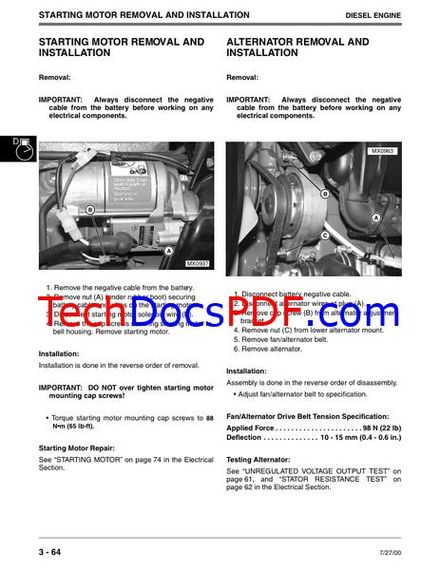 John Deere 990 Compact Utility Tractor Technical Manual (TM1848)