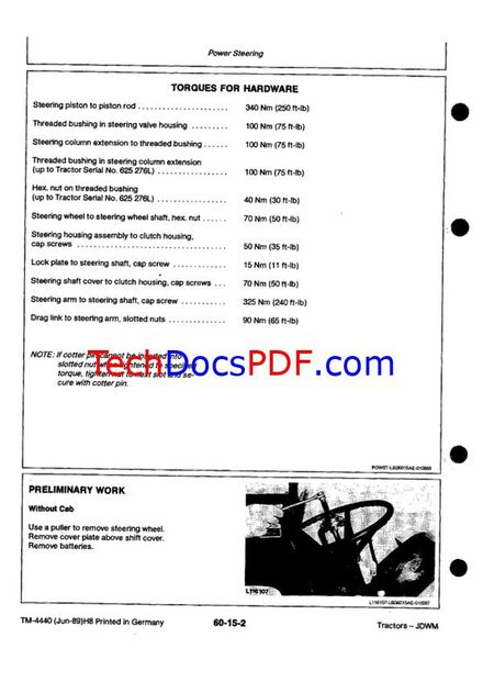John Deere 2250, 2450, 2650, 2650N and 2850 Tractors Repair Technical Manual (TM4440)