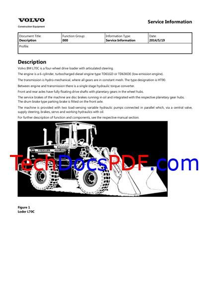 Volvo BM L70C and L70B Wheel Loaders Service Manual