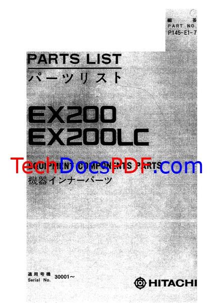 Hitachi EX200 Excavator Component Parts Manual PDF