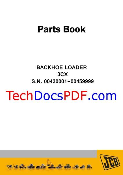 JCB 3CX Backhoe Loader Parts Manual SN 430001-45999 (9802/9700)
