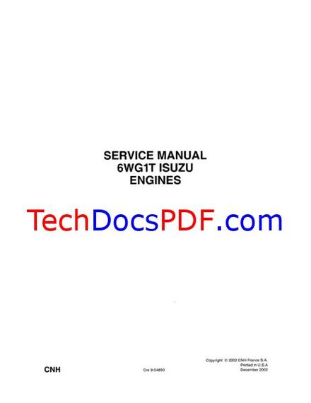 Isuzu 6WG1T Engine Service Manual (9-54850)