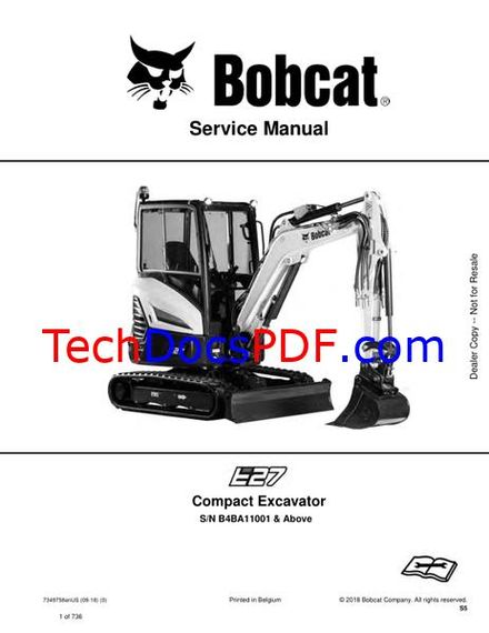 Bobcat E27 Compact Excavator Service Manual (7349758enUS)