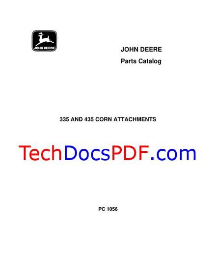 John Deere 335 and 435 Corn Attachments Parts Catalog (PC1056)