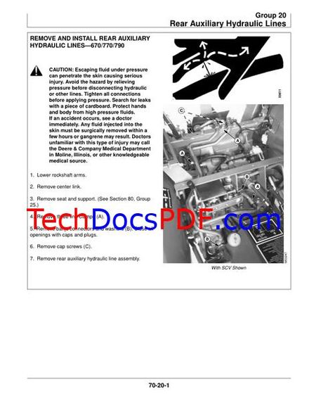 John Deere 670, 770, 790, 870, 970, 1070 Compact Utility Tractors Technical Manual (TM1470)