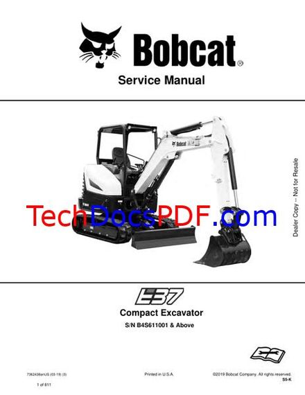Bobcat E37 Compact Excavator Service Manual (7362438enUS)