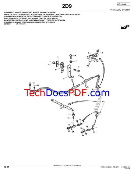 John Deere 1170 Combine Parts Manual (PC4270)