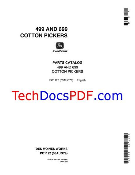 John Deere 499 and 699 Cotton Pickers Parts Catalog (PC1122)