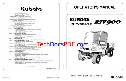 Kubota RTV900 Utility Vehicle Operators Manual (K7581-7121-5)