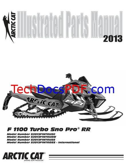 2013 Arctic Cat F 1100 Turbo Sno Pro RR Snowmobile Parts Catalog