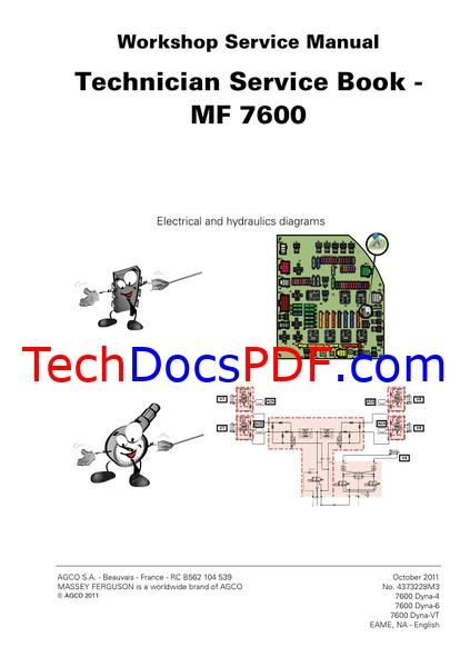 MASSEY FERGUSON MF 7600 SERIES Tractor Electrical and Hydraulic Diagrams (4373228M3 2011)