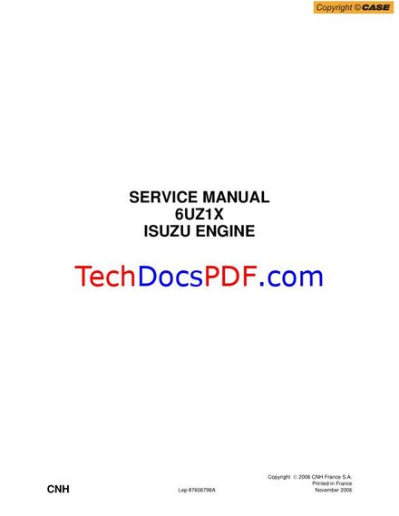 Isuzu 6UZ1X Engine Service Manual (PN 87606798A)
