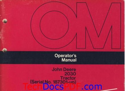 John Deere 2030 Tractor Operators Manual (OM-R56169)