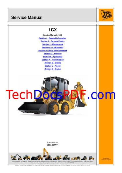 JCB 1CX Backhoe Loader Service Manual (9803/9960-3)