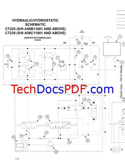 Bobcat CT225 CT230 Compact Tractor Wiring and Hydraulic / Hydrostatic Schematic
