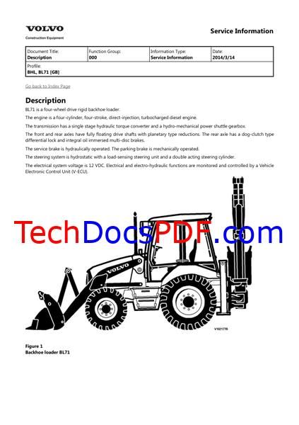Volvo BL71 Backhoe Loaders Service Manual