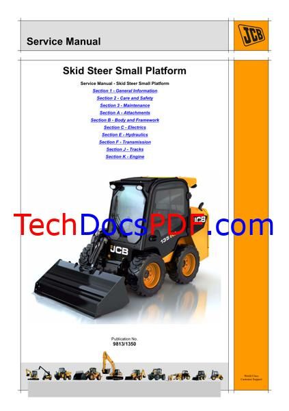 JCB 135, 155, 175, 190, 205, 150T, 190T, 205T Skidsteer Loader Service Manual (9813/1350)