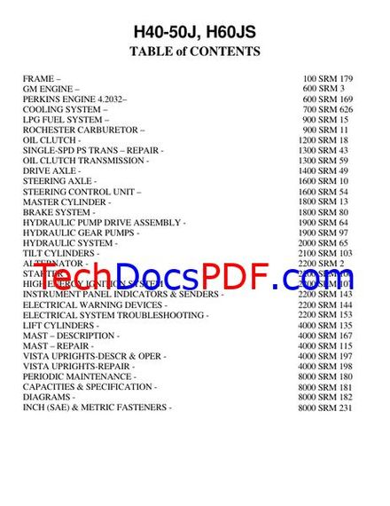 Hyster H40J, H50J, H60JS Forklift Trucks Service Manual