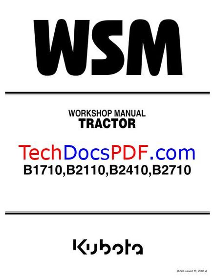 Kubota B1710, B2110, B2410, B2710 Tractor Service Manual