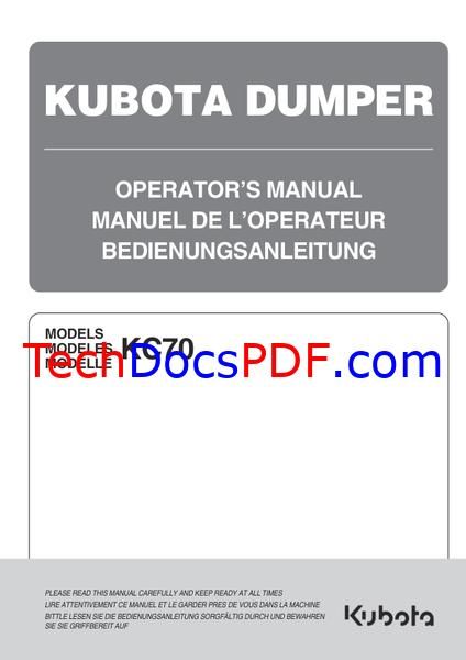Kubota KC70 Dumper Operators Manual (89916-1121-0)