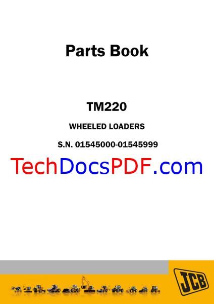 JCB TM220 WHEEL LOADER PARTS CATALOG MANUAL (9822/0070)