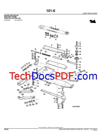 John Deere 670 and 870 Corn HEAD Parts Catalog (PC9193)