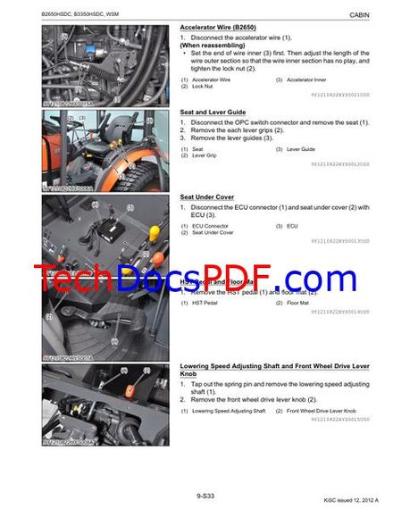 Kubota B2650HSDC &amp; B3350HSDC Service Manual – Standard Models (No DPF Calibration)