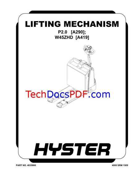 HYSTER W45ZHD (A419) WALKIE PALLET TRUCK SERVICE MANUAL