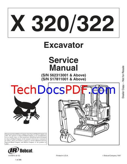 Bobcat X320, X322 Excavator Service Manual 6724910 (6-12)