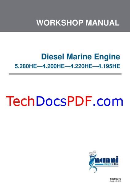 Kubota Diesel Marine Engine 5.280HE, 4.200HE, 4.220HE, 4.195HE Service Manual