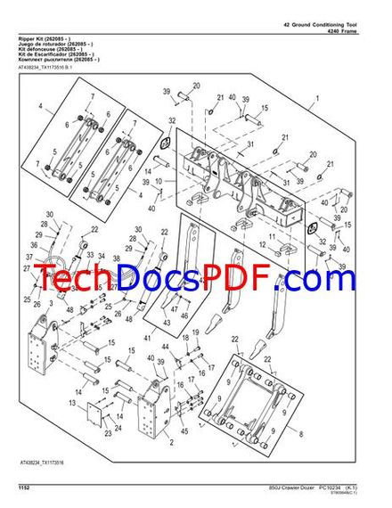 John Deere 850J Crawler Dozer Parts Catalog (PC10234)