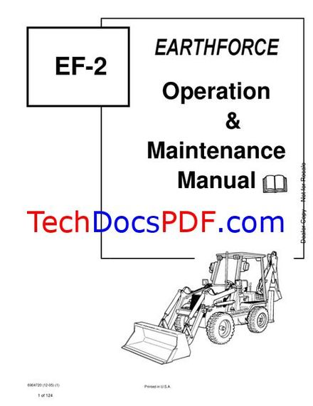 Bobcat EF-2 EarthForce Loader Backhoe Operation &amp; Maintenance Manual (6904720)