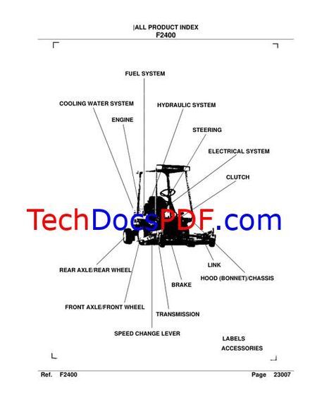 Kubota F2400 Tractor Parts Catalog