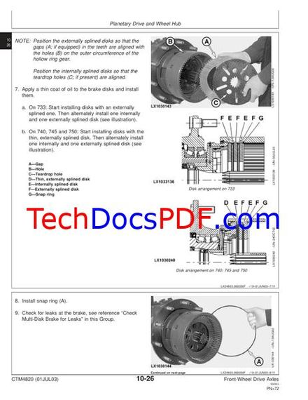John Deere 730, 733, 740, 745 and 750 Front-Wheel Drive Axles Component Technical Manual (CTM4820)
