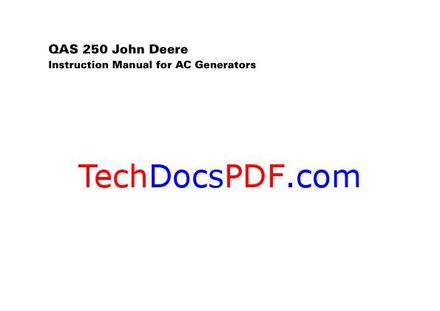 Atlas Copco / John Deere QAS 250 Instruction Manual &amp; Circuit Diagrams for AC Generators (2954 2980 