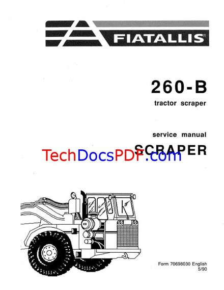 FIAT ALLIS 260-B Tractor Scraper Service Manual (70698030)