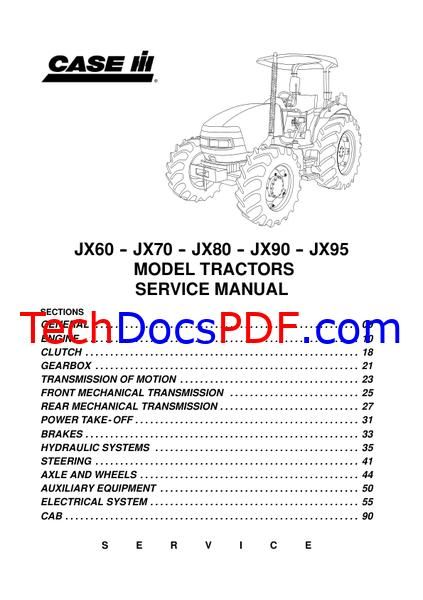 CASE IH JX Series Tractors Service Manual – JX60, JX70, JX80, JX90, JX95