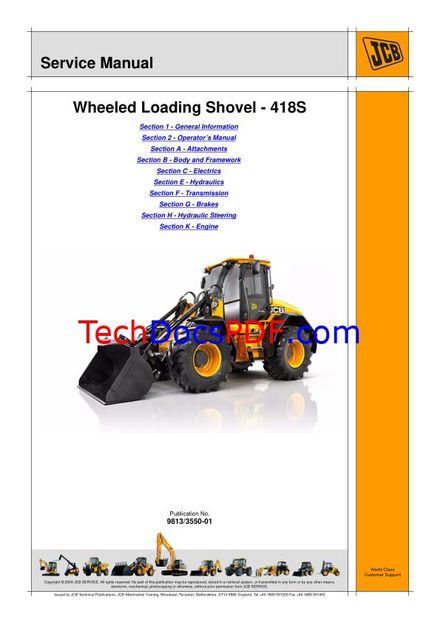 JCB 418S Wheeled Loading Shovel Service Manual