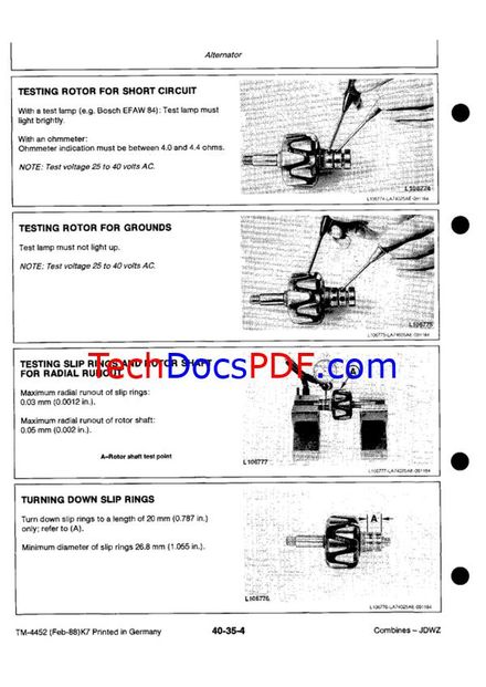 John Deere 1166, 1169H, 1174, 1177, 1177 Hydro/4, 1188, 1188 Hydro/4 Combine Technical Manual TM4452
